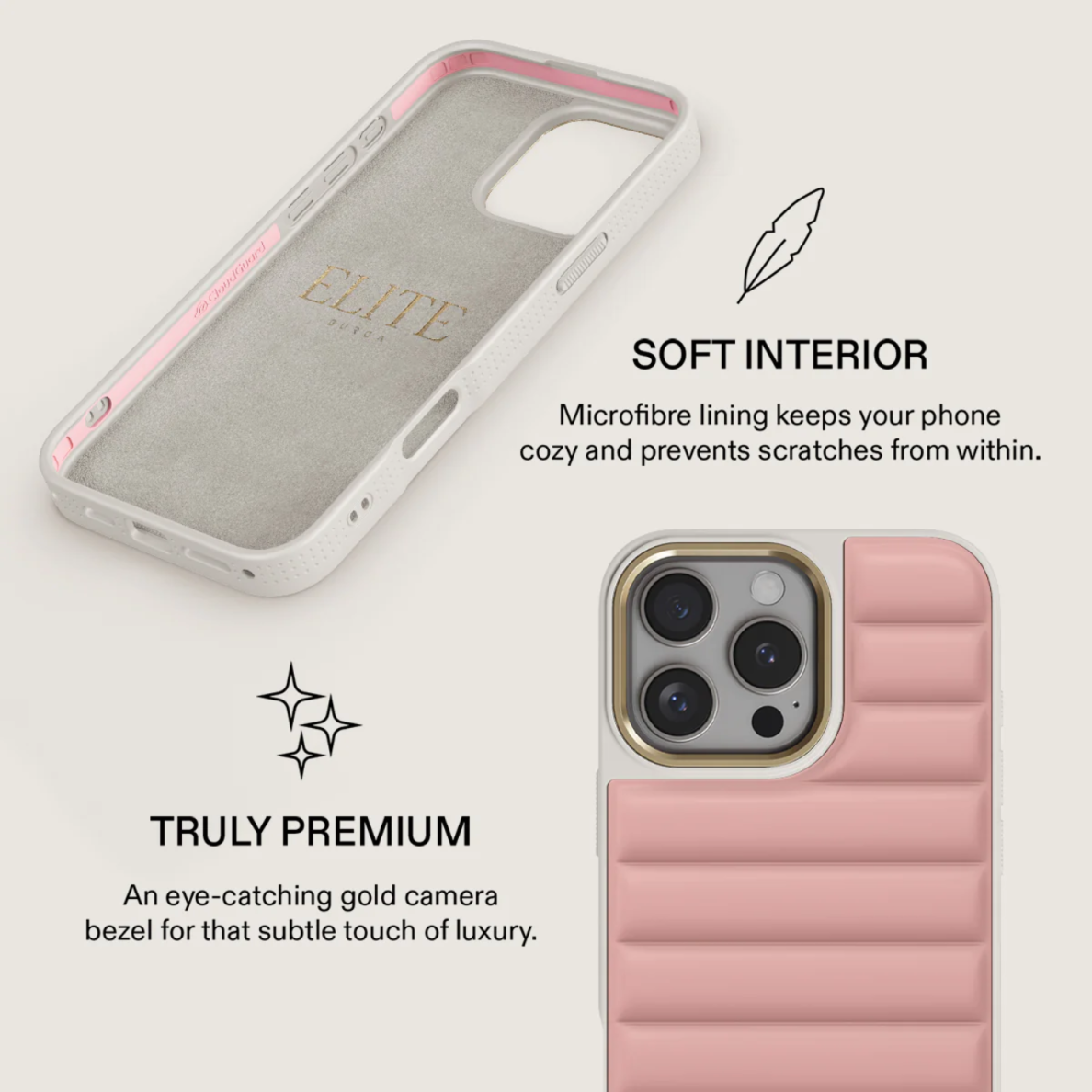 iPhone 16 PRO Elite Light Puffy Gold Pilates BURGA nugarėlė 6