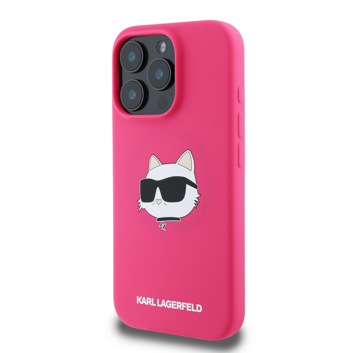 iPhone 16 PRO fuschia Magsafe Sil Choupette Head Print KARL LAGERFELD nugarėlė 1