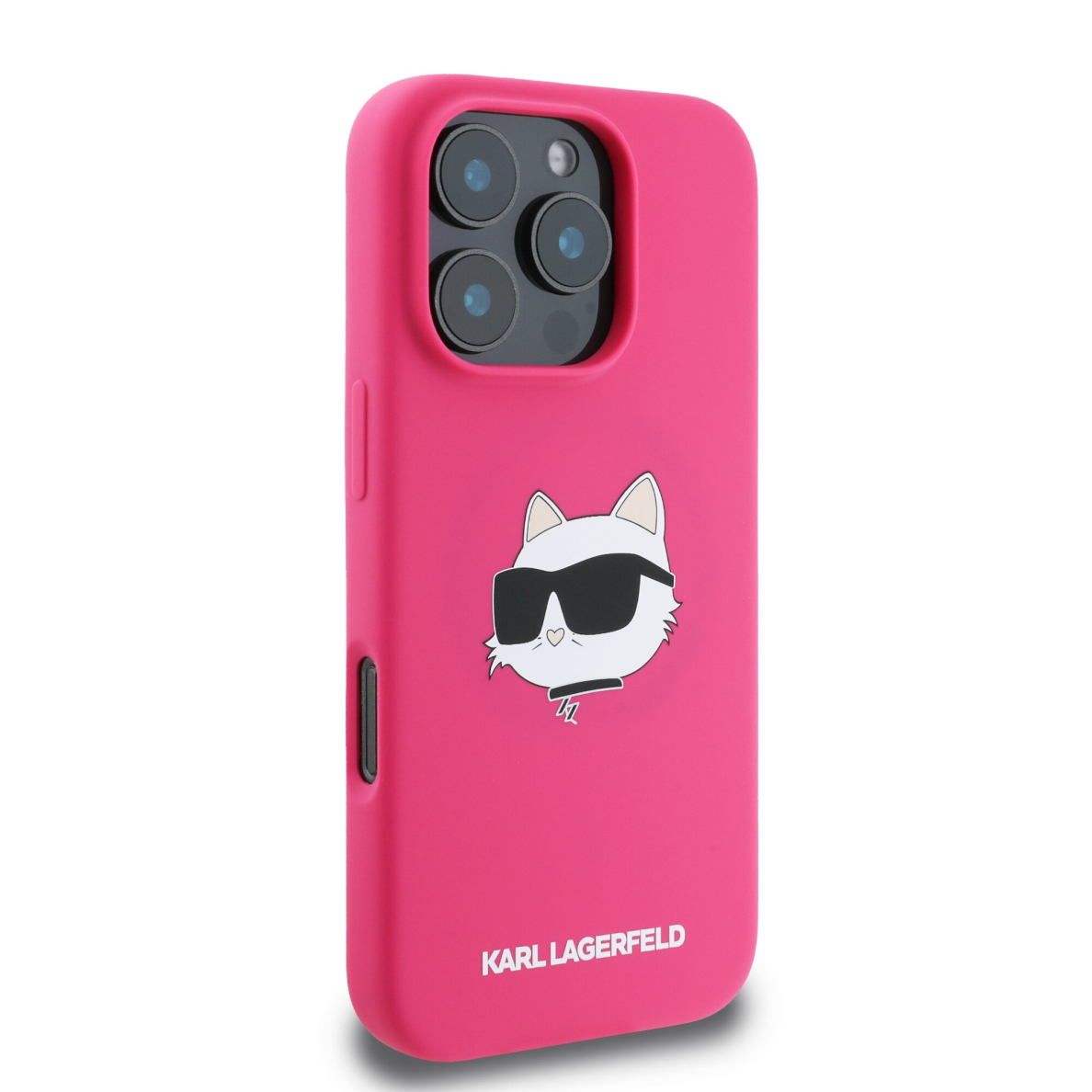 iPhone 16 PRO fuschia Magsafe Sil Choupette Head Print KARL LAGERFELD nugarėlė 3