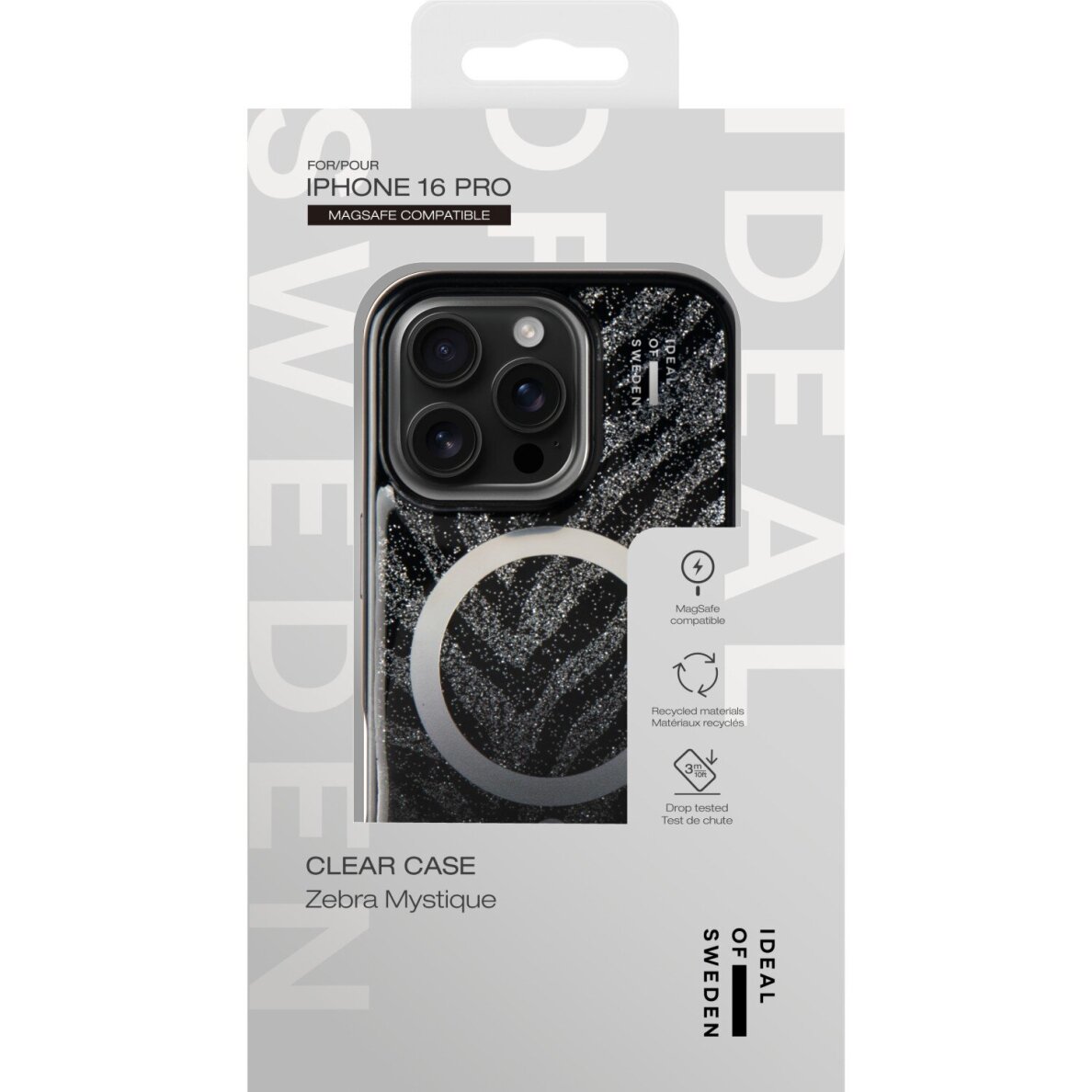 iPhone 16 PRO iDeal Of Sweden Clear Zebra Mystique MagSafe nugarėlė 2