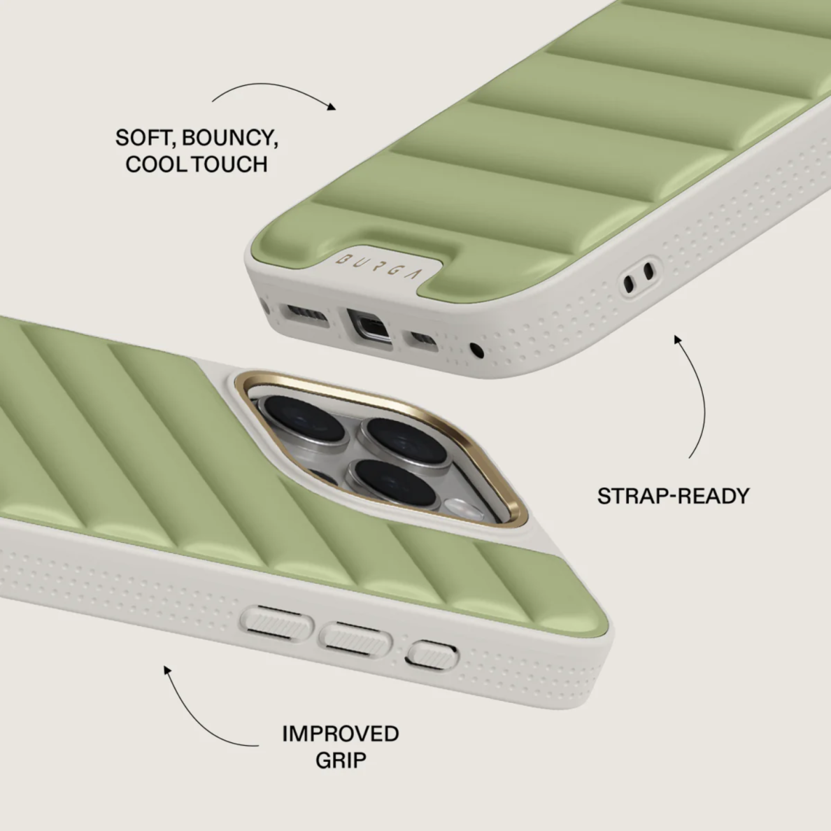 iPhone 16 PRO MAX Elite Light Puffy Gold Matcha BURGA nugarėlė 5