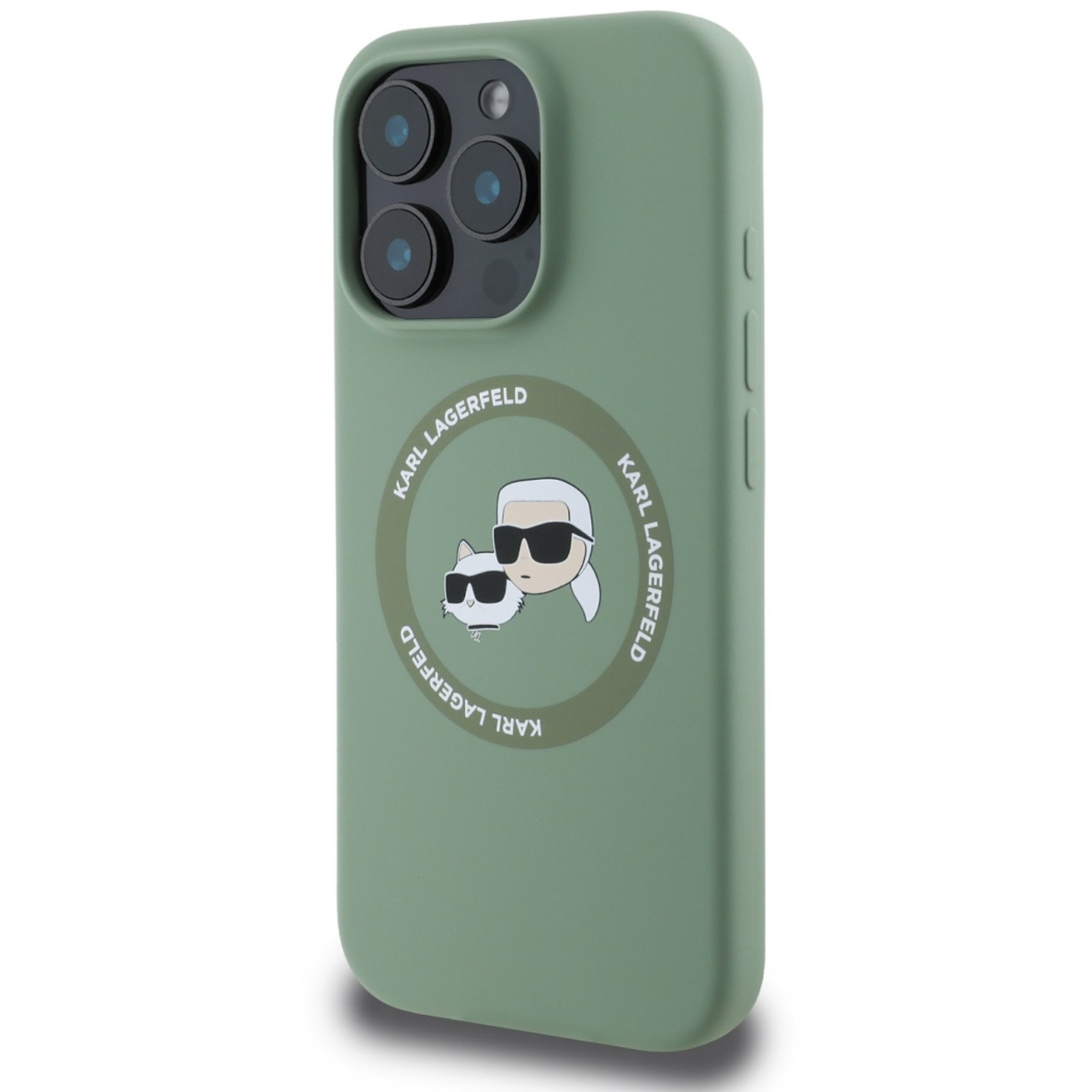 iPhone 16 PRO MAX Khaki Magsafe Silicone KC Heads Ring KARL LAGERFELD nugarėlė 1