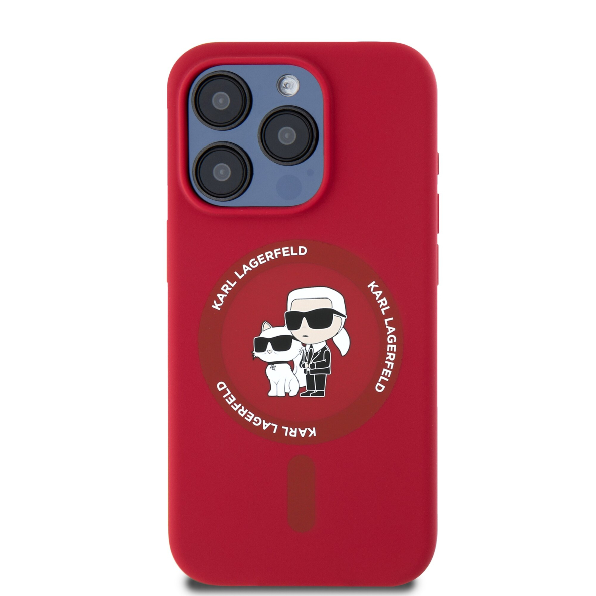 iPhone 16 PRO MAX red Magsafe Silicone KC Heads Ring KARL LAGERFELD nugarėlė 2