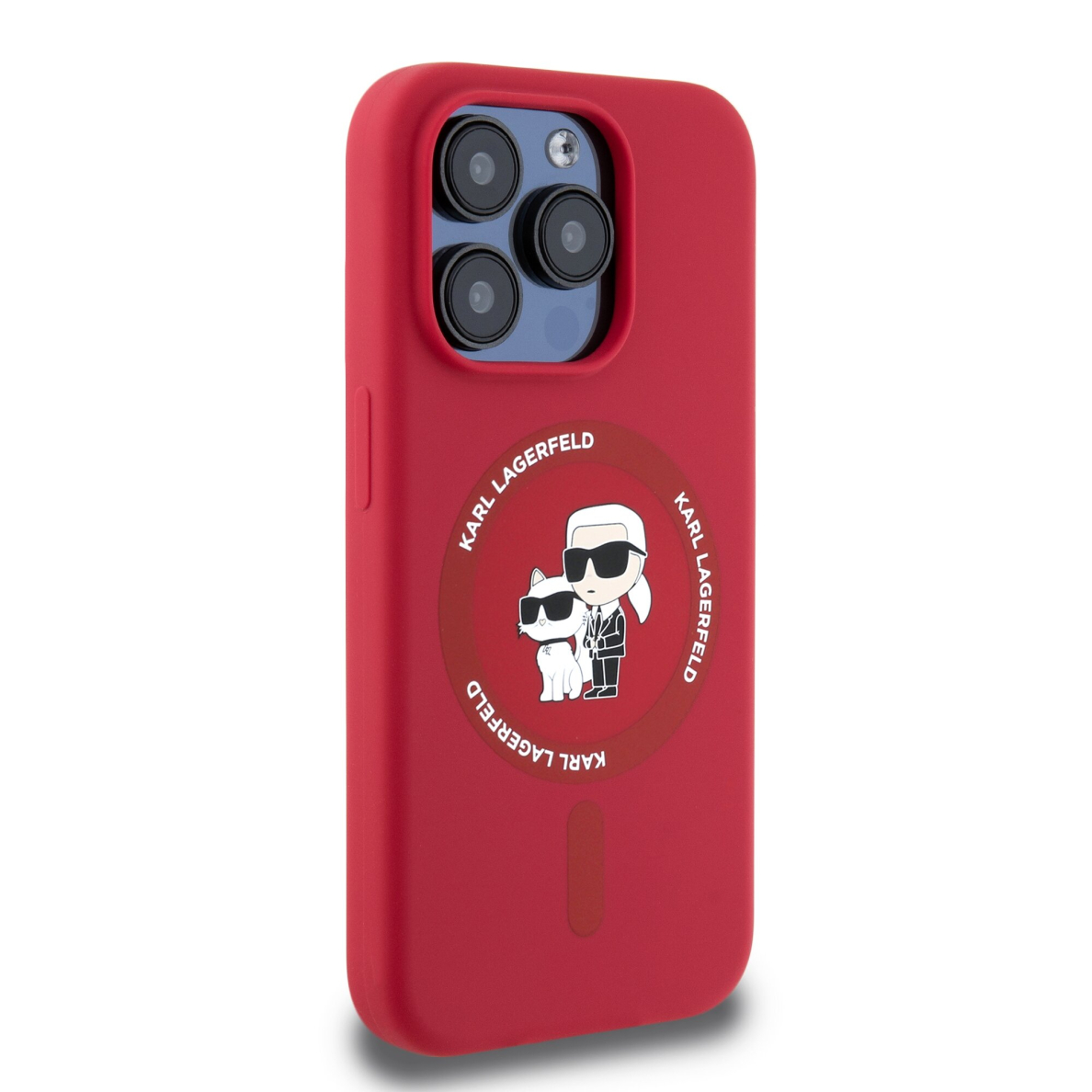 iPhone 16 PRO MAX red Magsafe Silicone KC Heads Ring KARL LAGERFELD nugarėlė 3