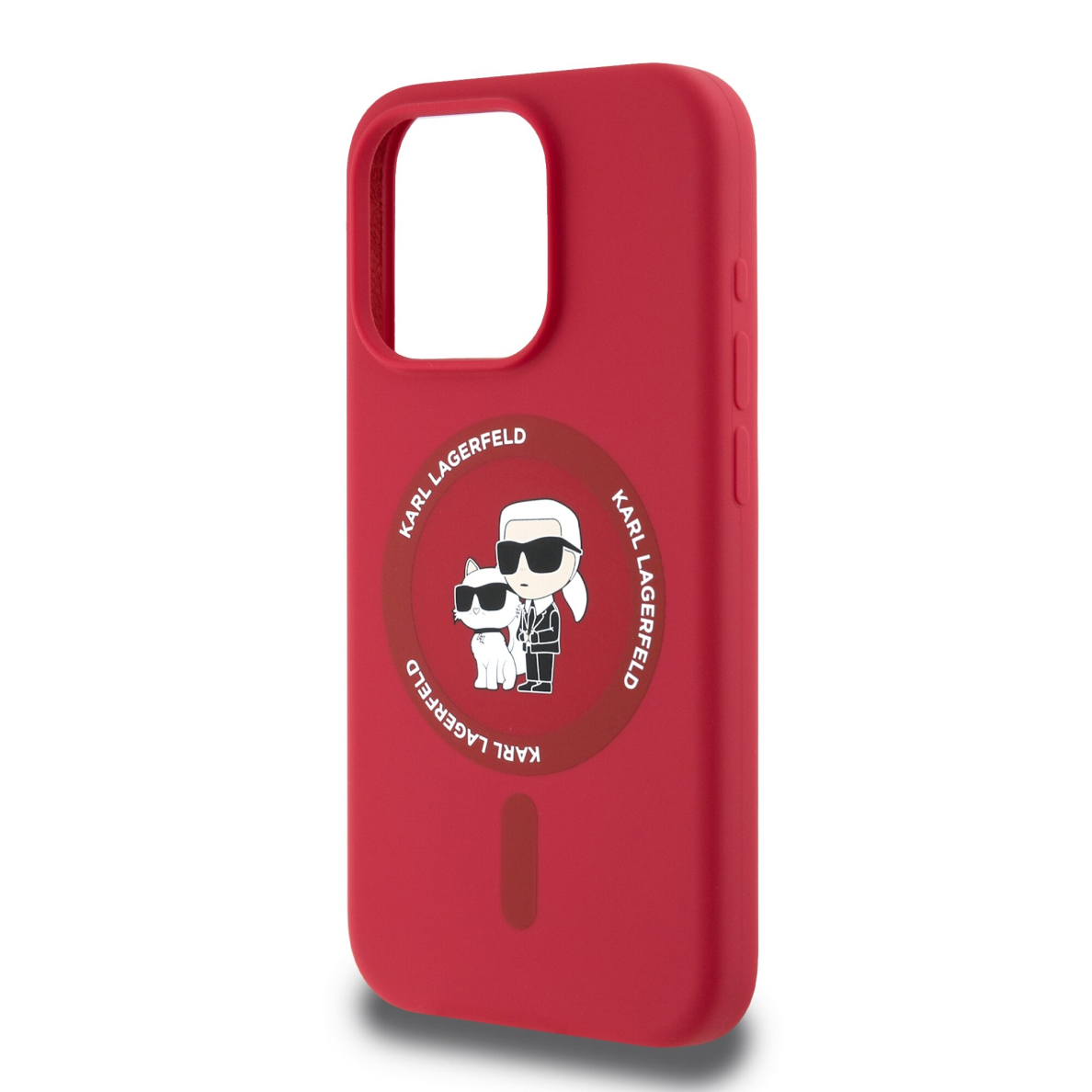 iPhone 16 PRO MAX red Magsafe Silicone KC Heads Ring KARL LAGERFELD nugarėlė 5