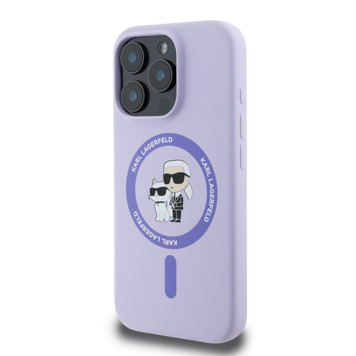 iPhone 16 PRO purple Magsafe Silicone KC Heads Ring KARL LAGERFELD nugarėlė 1