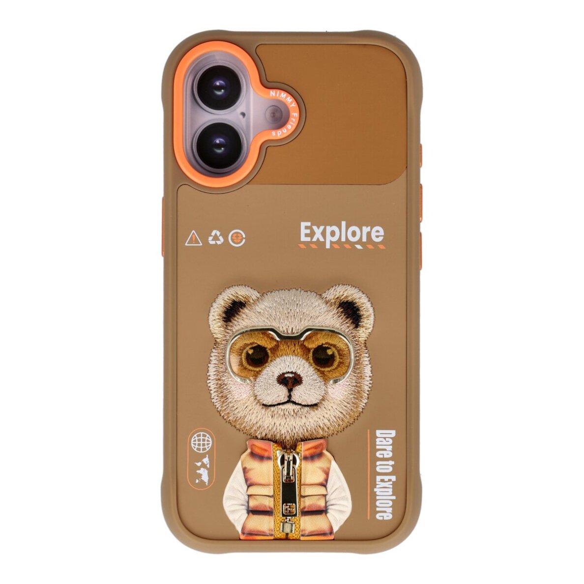 iPhone 17 beige NIMMY Teddy with Glasses nugarėlė iPhone 17 beige NIMMY Teddy with Glasses nugarėlė