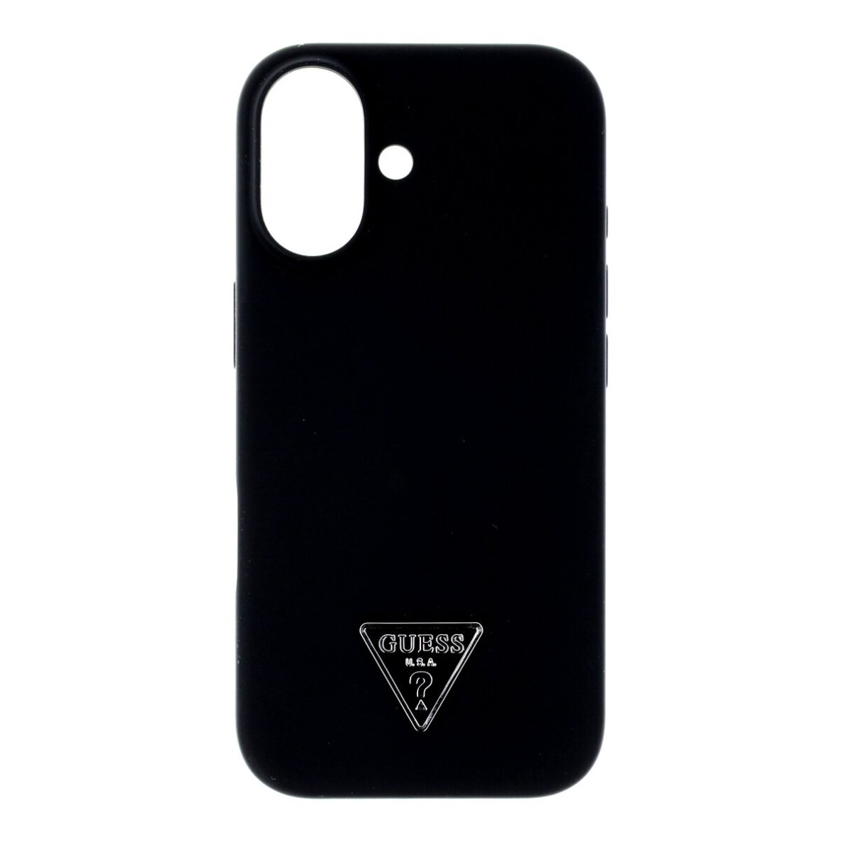 iPhone 17 black MagSafe Silicone Triangle Logo GUESS nugarėlė