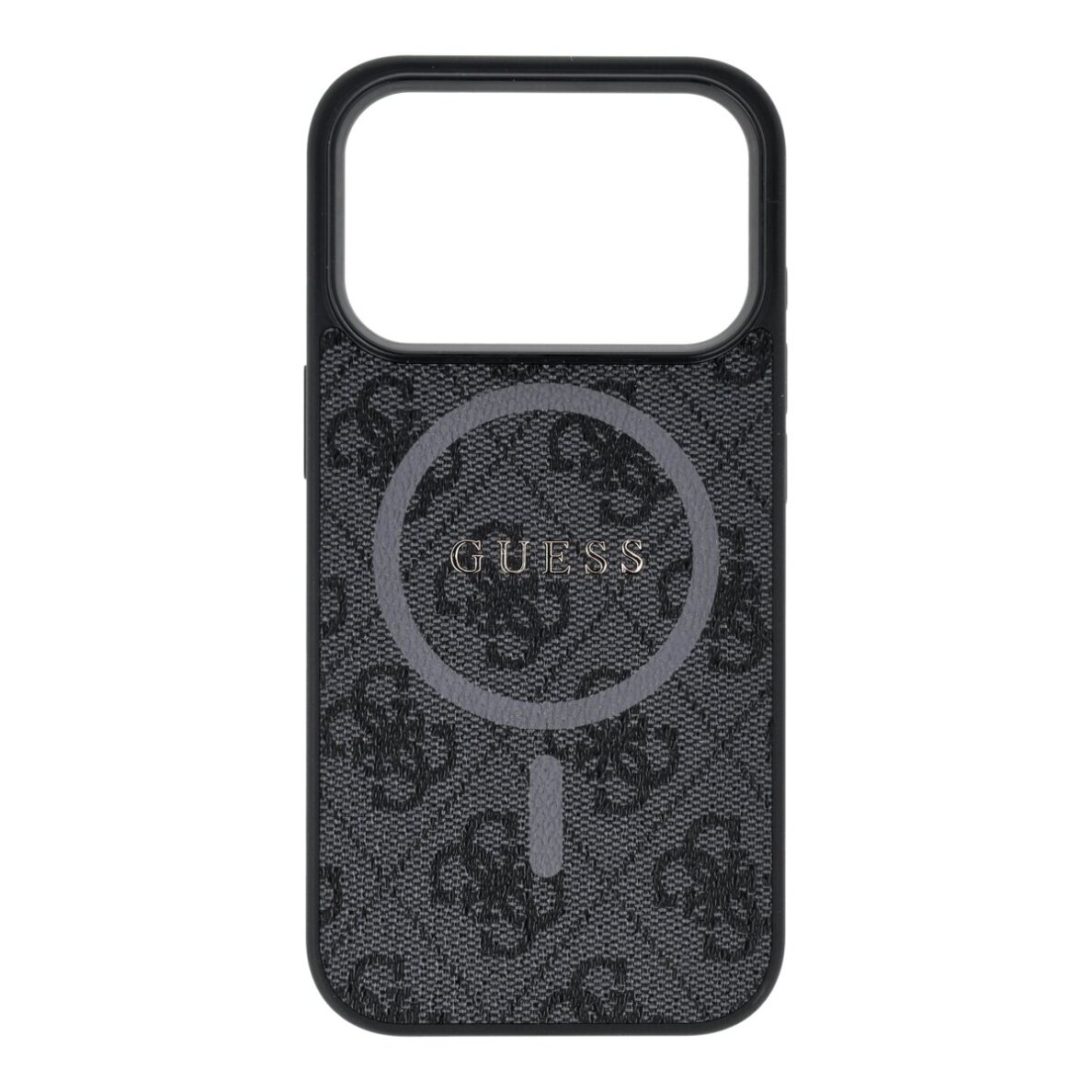 iPhone 17 PRO black MagSafe PU 4G Ring Classic Logo GUESS nugarėlė