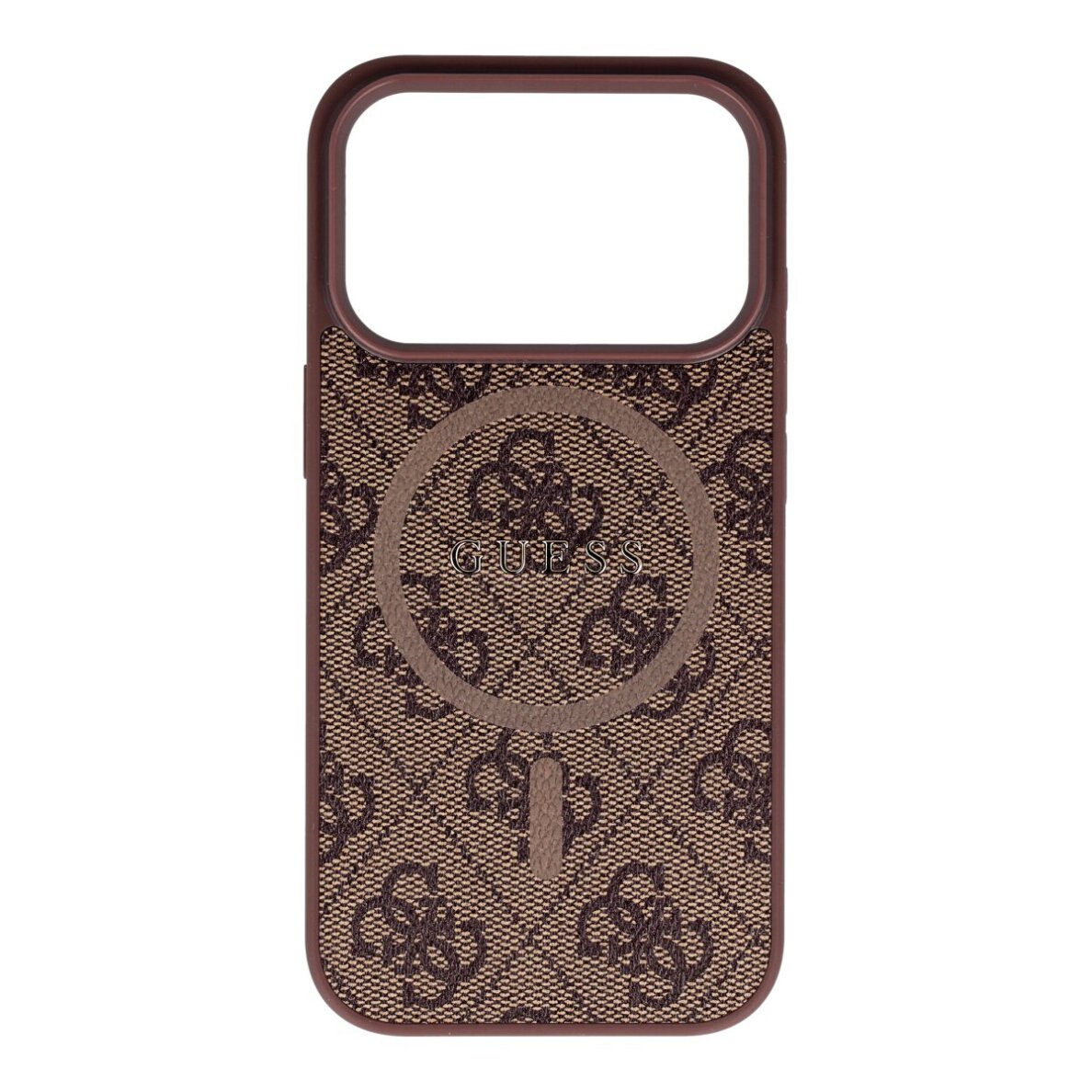 iPhone 17 PRO brown MagSafe PU 4G Ring Classic Logo GUESS nugarėlė