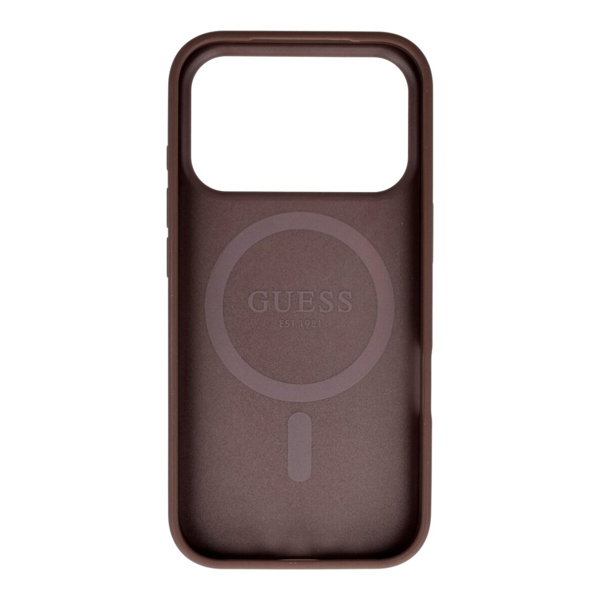 iPhone 17 PRO brown MagSafe PU 4G Ring Classic Logo GUESS nugarėlė 1