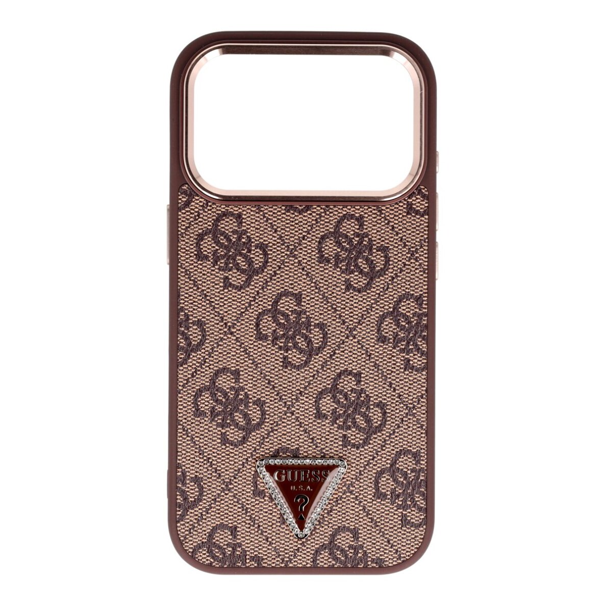 iPhone 17 PRO brown MagSafe PU 4G Triangle Logo GD GUESS nugarėlė