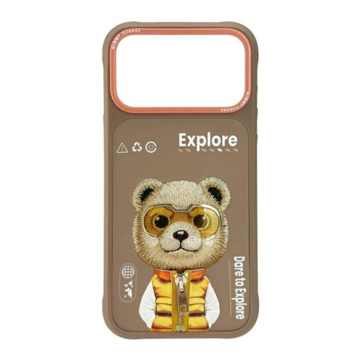 iPhone 17 PRO MAX beige NIMMY Teddy with Glasses nugarėlė iPhone 17 PRO MAX beige NIMMY Teddy with Glasses nugarėlė