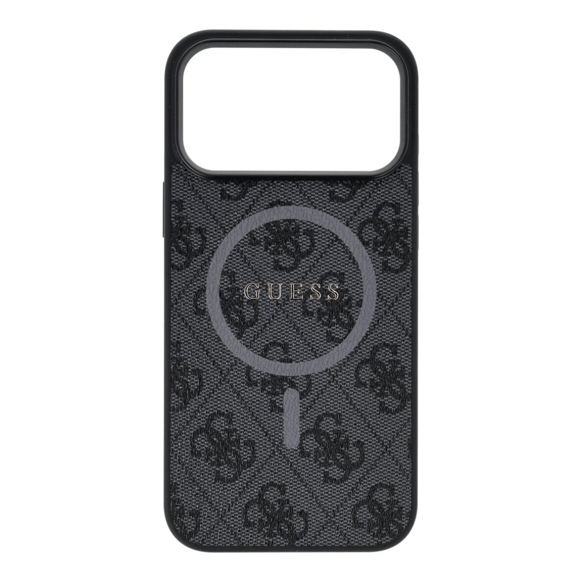 iPhone 17 PRO MAX black MagSafe PU 4G Ring Classic Logo GUESS nugarėlė