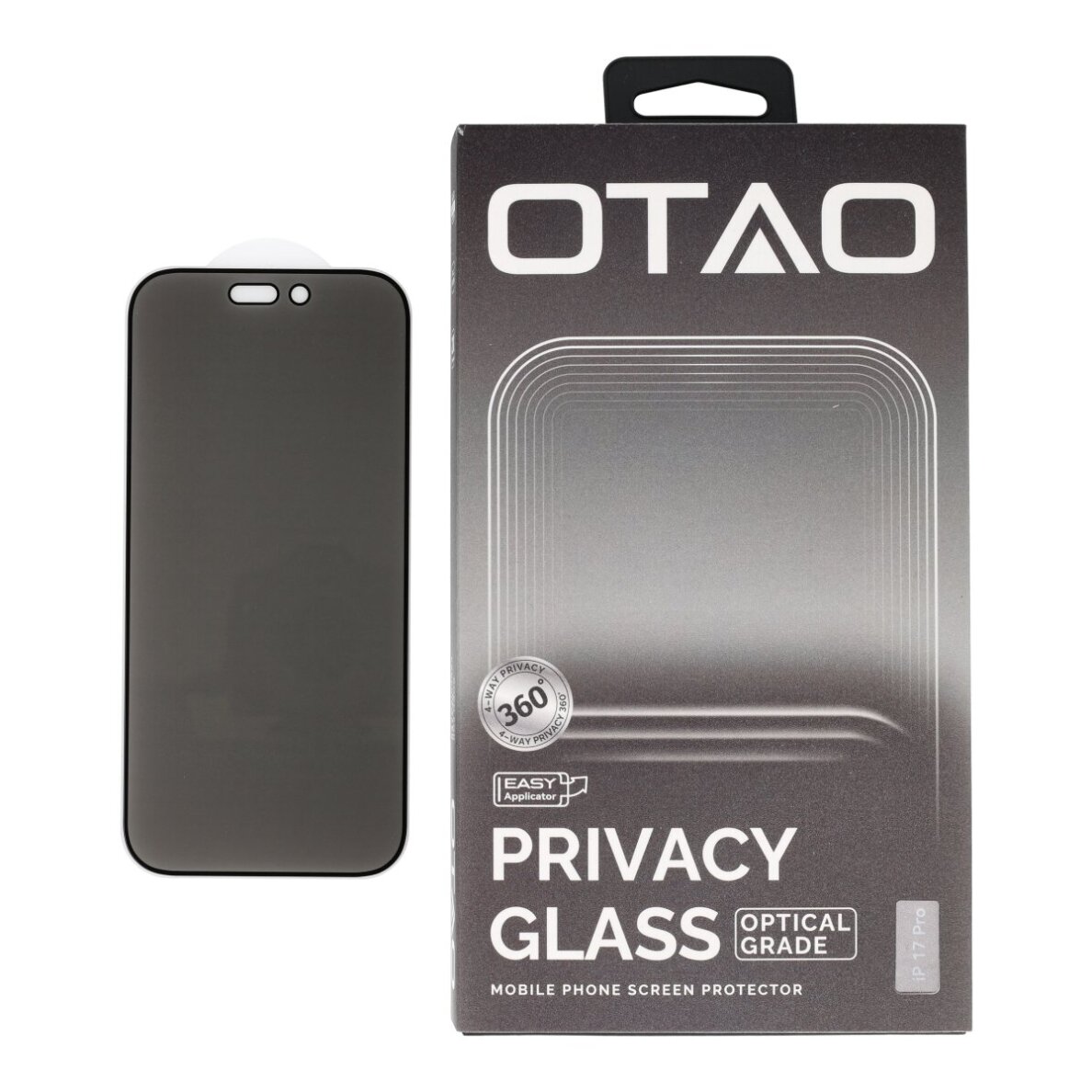 iPhone 17 PRO MAX black pilnas OTAO Premium PRIVACY 360 apsauginis stiklas