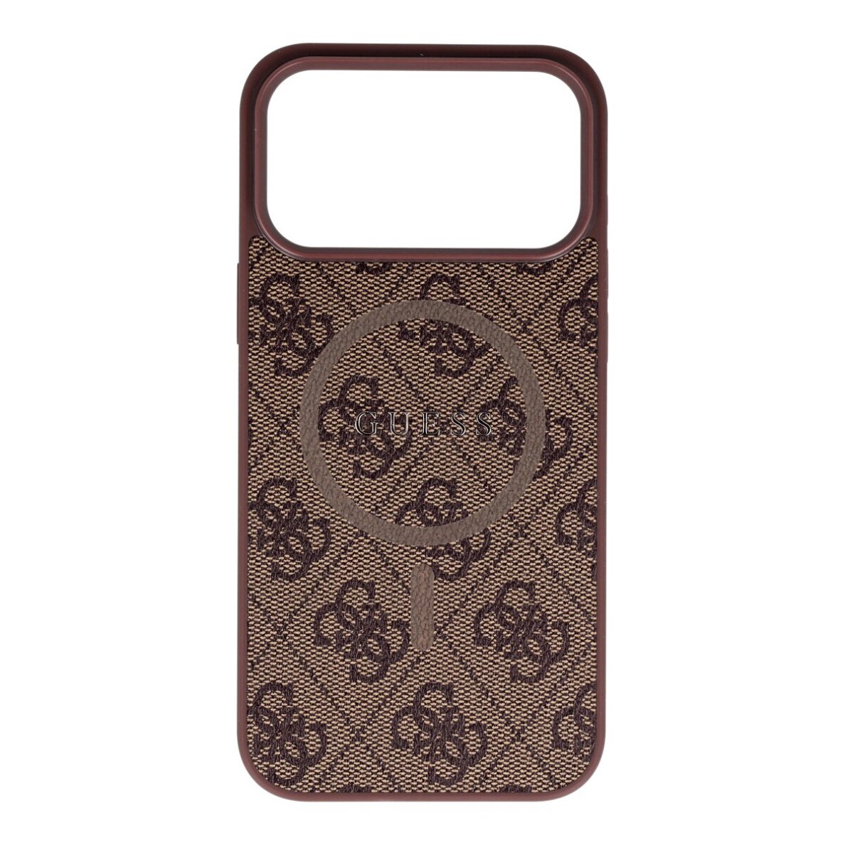 iPhone 17 PRO MAX brown MagSafe PU 4G Ring Classic Logo GUESS nugarėlė