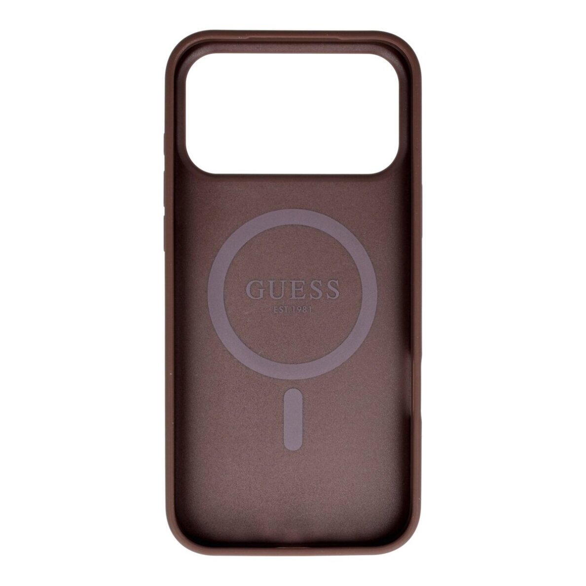 iPhone 17 PRO MAX brown MagSafe PU 4G Ring Classic Logo GUESS nugarėlė 1