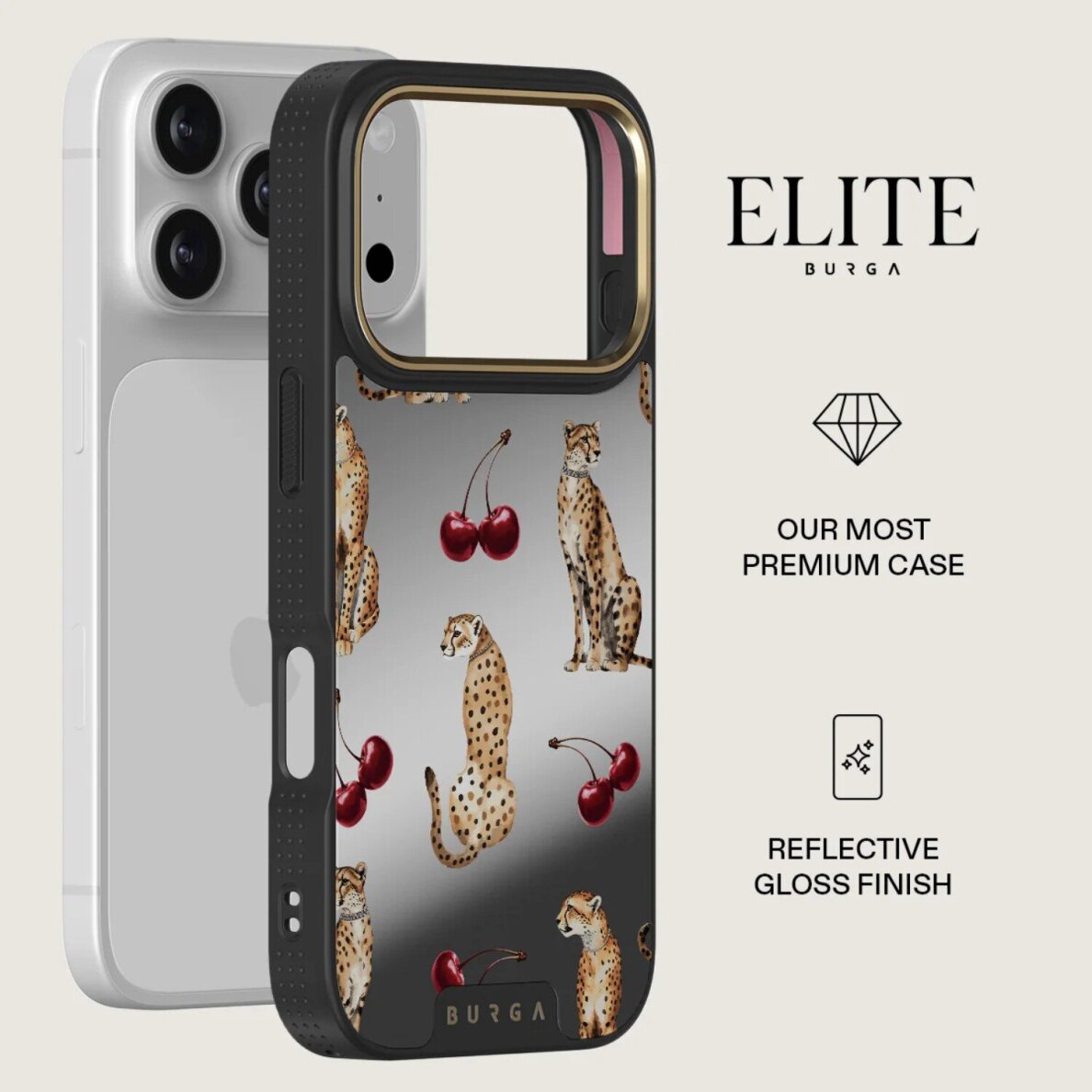iPhone 17 PRO MAX Elite Mirror Gold Magsafe Cougar BURGA nugarėlė 1