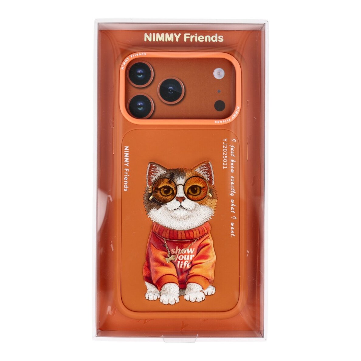 iPhone 17 PRO MAX orange NIMMY Cat with Glasses nugarėlė 2 iPhone 17 PRO MAX orange NIMMY Cat with Glasses nugarėlė 2