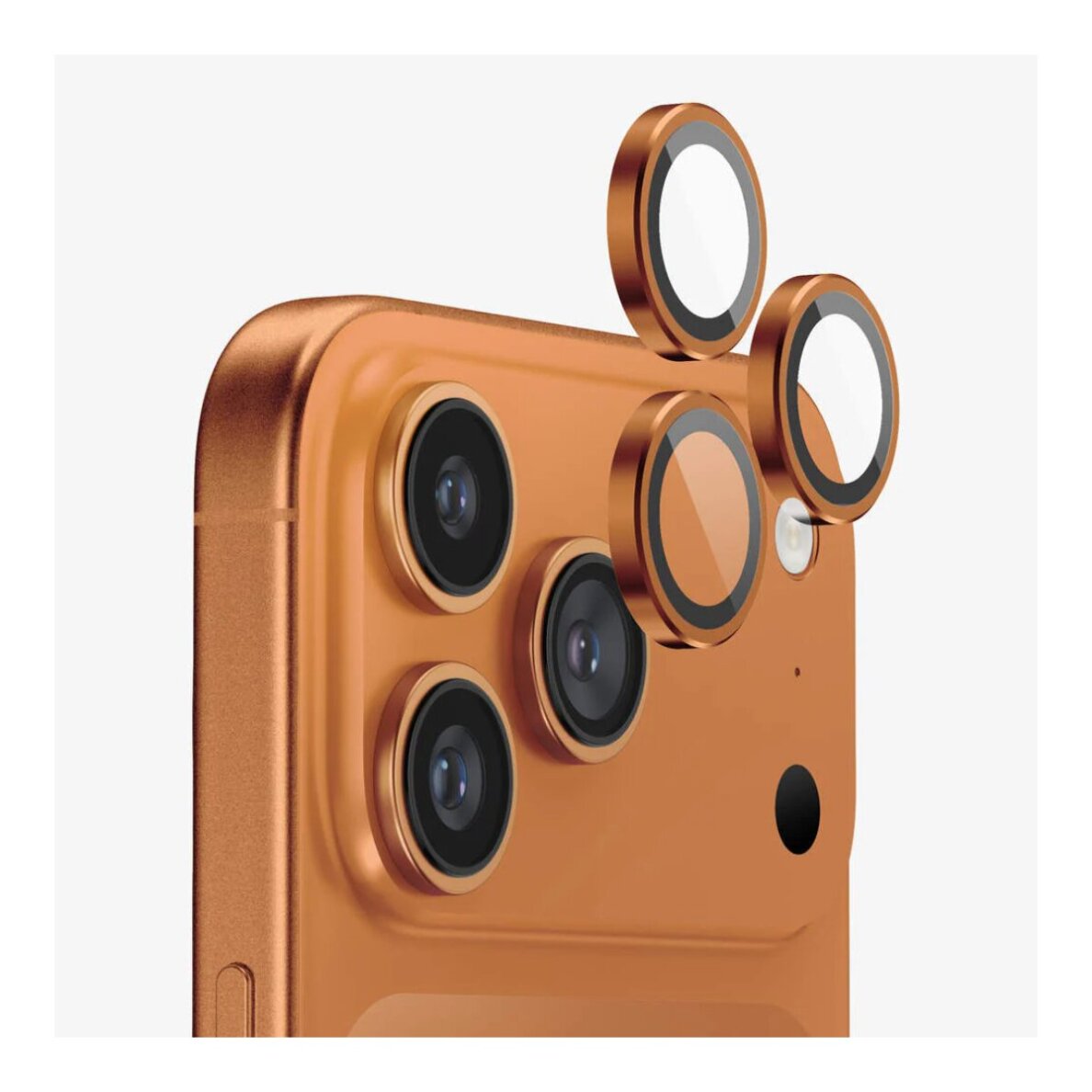 iPhone 17 PRO MAX orange OTAO Clear Shield kameros apsauga 2 IN 1