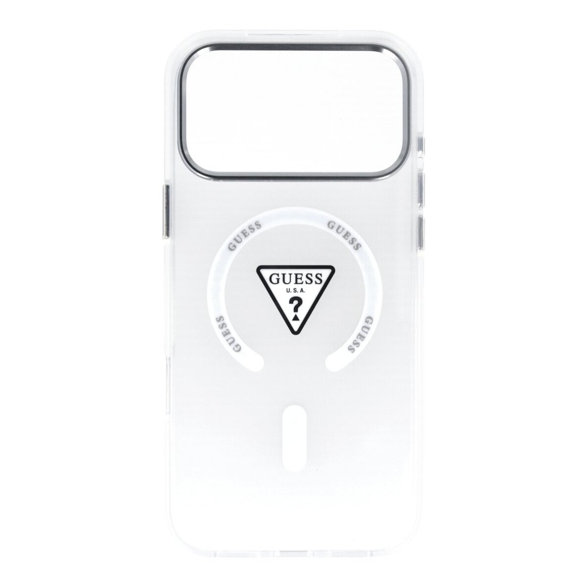 iPhone 17 PRO MAX transparent MagSafe IML Gradient Triangle Logo GUESS nugarėlė