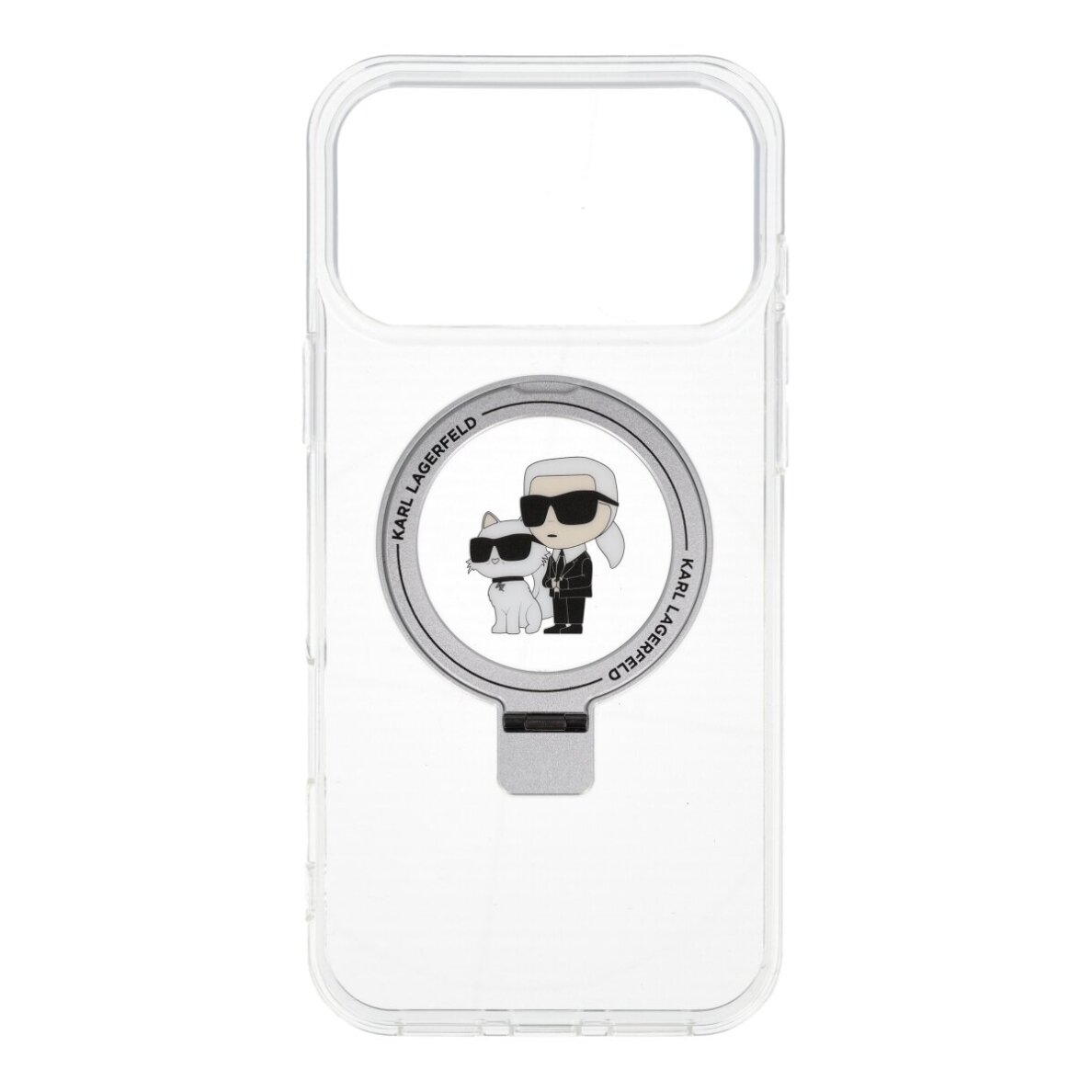 iPhone 17 PRO MAX white Ring Stand MagSafe Karl and Choupette KARL LAGERFELD nugarėlė