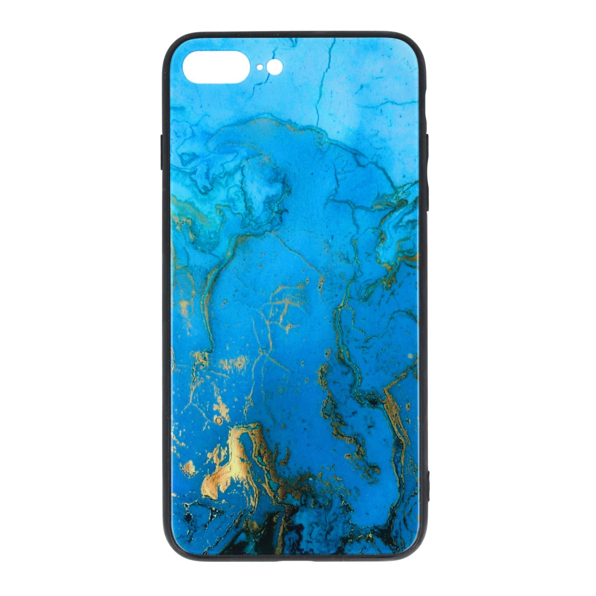 iPhone 7+/8+ marble glass nugarėlė Blue&gold