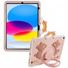 iPad 2025 (11th gen) / iPad 10.9 2022 (10th gen) pink Cartoon Bear nugarėlė su kojele