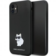 iPhone 11 black Silicone C Metal Pin KARL LAGERFELD nugarėlė