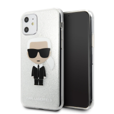 iPhone 11 sidabro sp. glitter KARL LAGERFELD nugarėlė KLHCN61TPUTRIKSL