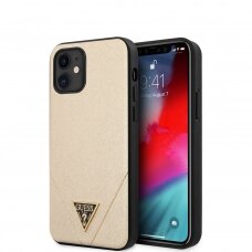 iPhone 12 MINI aukso spalvos GUESS nugarėlė GUHCP12SVSATMLLG