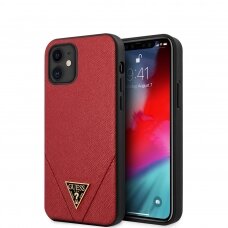 iPhone 12 MINI raudona GUESS nugarėlė GUHCP12SVSATMLRE