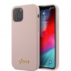 iPhone 12 PRO MAX rožinė GUESS nugarėlė GUHCP12LLSLMGLP