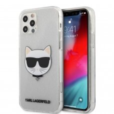 iPhone 12 PRO MAX sidabro sp. glitter KARL LAGERFELD nugarėlė KLHCP12LCHTUGLS