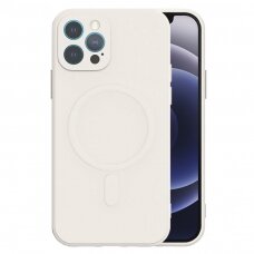 iPhone 13 PRO MAX balta MagSilicone nugarėlė