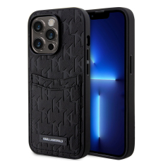 iPhone 13 PRO MAX black Saffiano Monogram Card Slot KARL LAGERFELD nugarėlė