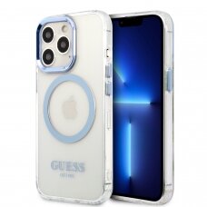 iPhone 13 PRO skaidri + mėlyna Magsafe GUESS nugarėlė GUHMP13LHTRMB