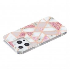iPhone 13 PRO tracy nugarėlė Geometric marble white/pink