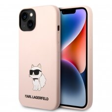 iPhone 14/13 pink NFT Liquid Silicone KARL LAGERFELD nugarėlė