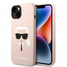 iPhone 14 PLUS šviesiai rožinė KARL LAGERFELD nugarėlė KLHCP14MSLKHLP