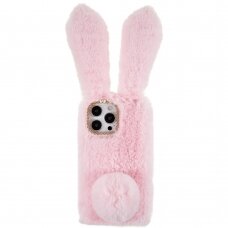 iPhone 14 PRO MAX pink nugarėlė Fluffy rabbit