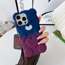 iPhone 14 PRO MAX Tracy nugarėlė 3D Bear Dark Blue/Wine Red