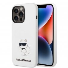 iPhone 14 PRO MAX white NFT Liquid Silicone KARL LAGERFELD nugarėlė