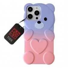 iPhone 14 PRO Tracy nugarėlė 3D Bear Purple/Pink