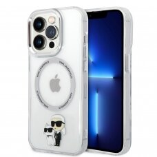 iPhone 14 PRO transparent + silver Magsafe NFT IML KARL LAGERFELD nugarėlė