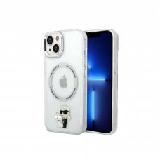 iPhone 14/13 transparent + silver Magsafe KARL LAGERFELD nugarėlė