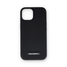 iPhone 15 / 14 / 13 black Liquid Silicone Plaque MagSafe KARL LAGERFELD nugarėlė