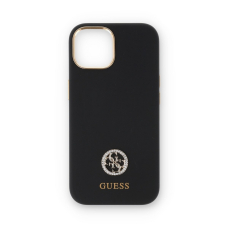 iPhone 15 / 14 / 13 black Silicone Strass Logo GUESS nugarėlė