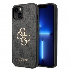 iPhone 15 / 14 / 13 grey Metal Logo GUESS nugarėlė
