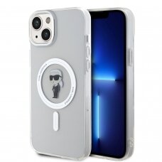 iPhone 15 PLUS transparent MagSafe Ikonik IML KARL LAGERFELD nugarėlė